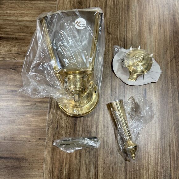 NEW Vintage Catalina Gold Solid Brass And Beveled Wall Glass Outdoor Lights - Picture 2 of 5